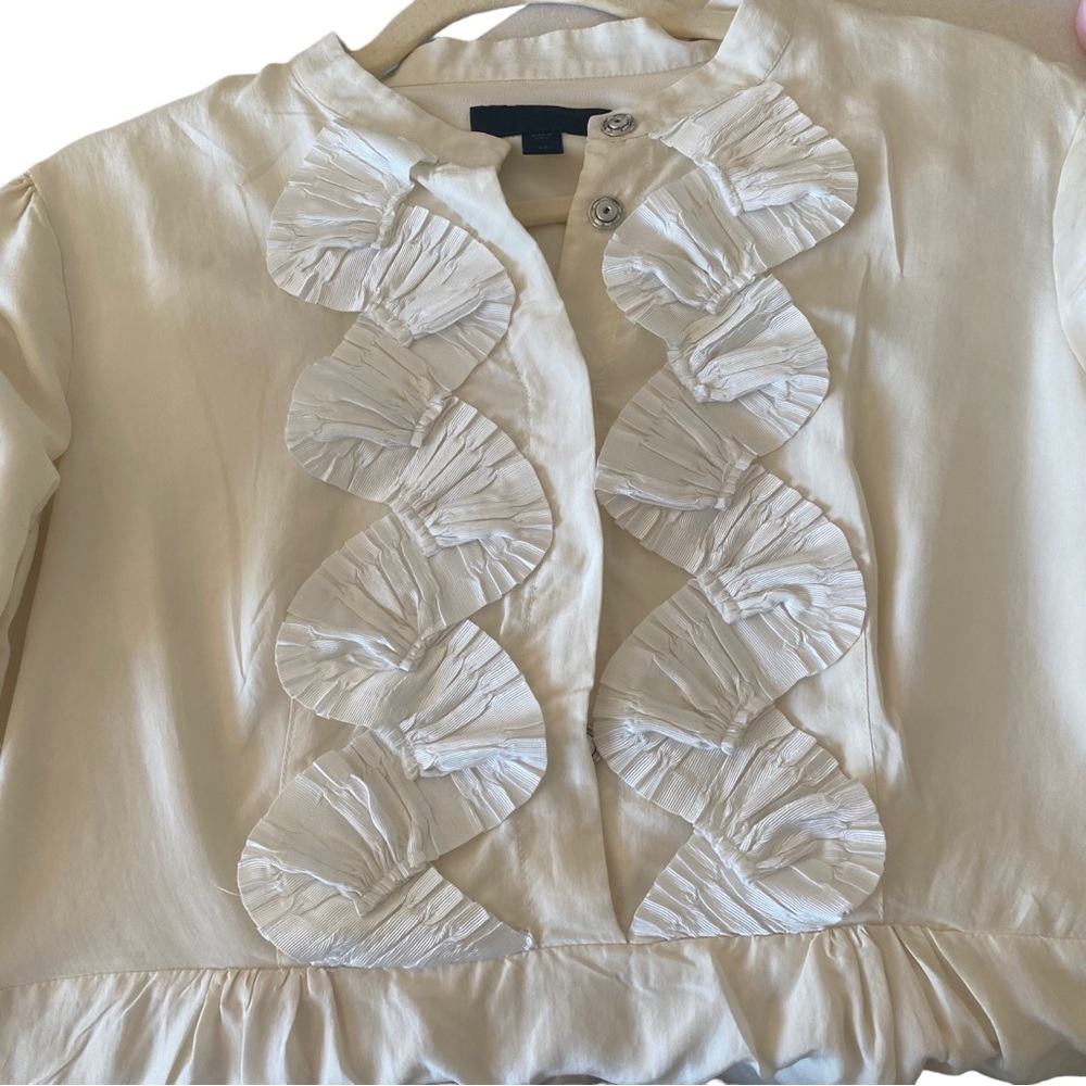 Burberry white ivory silk ruffles dress FLAW 44 large - Picture 6 of 14
